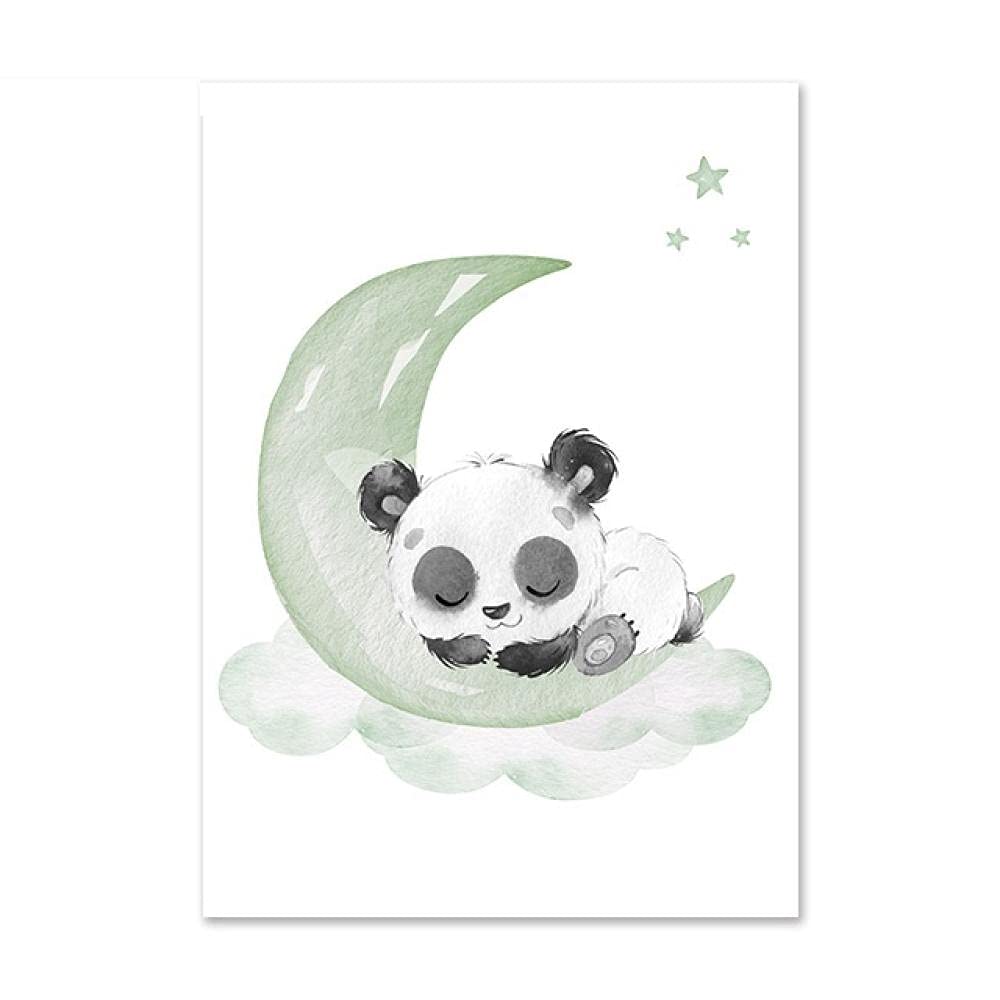 Plakat dla dziecka panda artystyczne wydruki księżyc gwiazdy ściana płótno obraz przedszkole plakaty kreskówki nadruk skandynawskie obrazy ścienne dekoracja pokoju dziecięcego 50 cm x 60 cm x 3 panele