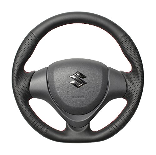 ブラックカーボン&レッドレザー レッドユーロステッチ 品番：HNB-BKC-RD REAL（車） REAL レアル ステアリングハンドル ブラックカーボン