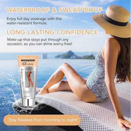 Wasserfestes Bein- und Körper-Makeup, kein Übertragen, Beinvenen, Narben und Tattoos abdecken, leicht aufzutragen, lang anhaltende Body Foundation (2# Medium Golw, 3.4 FL OZ)