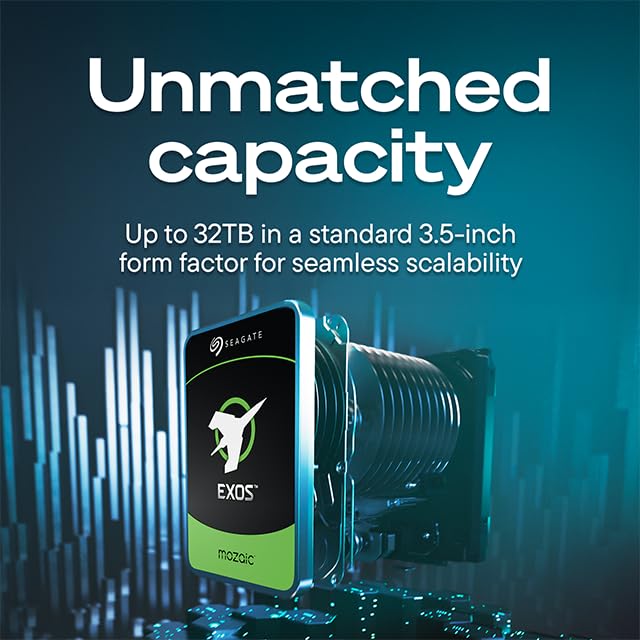 Image of Seagate Exos 32TB Enterprise Internal Hard Drive HDD - 3.5in 6GB /s SATA 7200RPM 2.5M MTBF (ST32000NM004K)