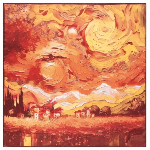 Head Silk Satin for Women Head: Bandana Scarves Hair Satin 27'' x 27'' - Orange Yellow Classic Design - 100% Mulberry Square Scarf - Reinforced Edges Holiday Gift4