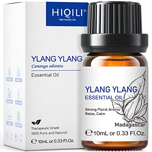Image of HIQILI 0.33 Fl Oz Ylang-Ylang Essential Oil, Long-Lasting Scent for Diffusers, Perfumes, Aromatherapy, DIY - 10 ML