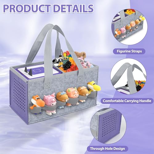 Image of IBVIVIC Carrying Case for Toniebox Starter Set and Figurines, Portable Travel Felt Cloth Musical Toy Folding Bag with Handle for Toniebox 2 and Accessories(Lavender Purple)
