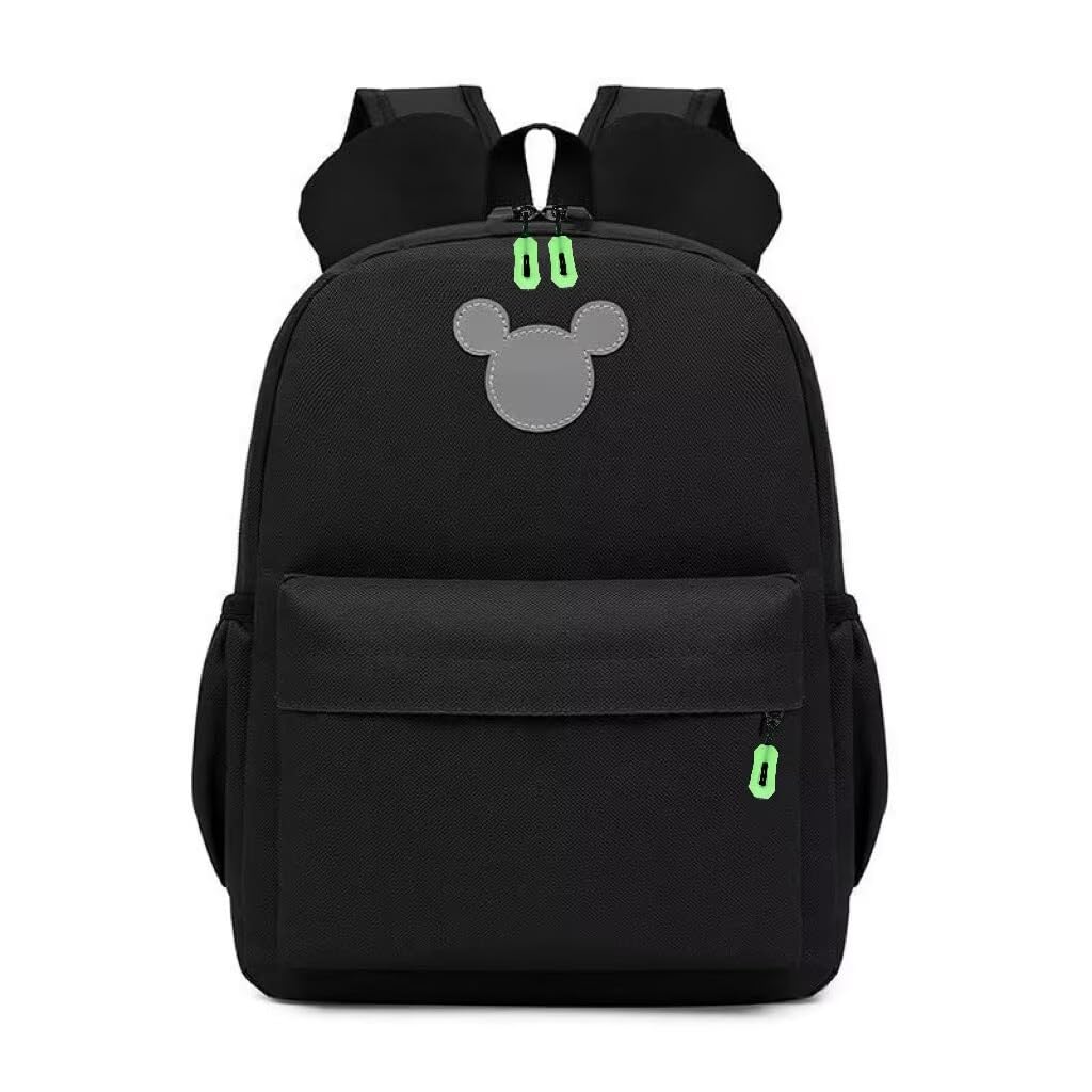 TayloHil 12 inches Mouse Shaped Backpack (black+glow zipper)