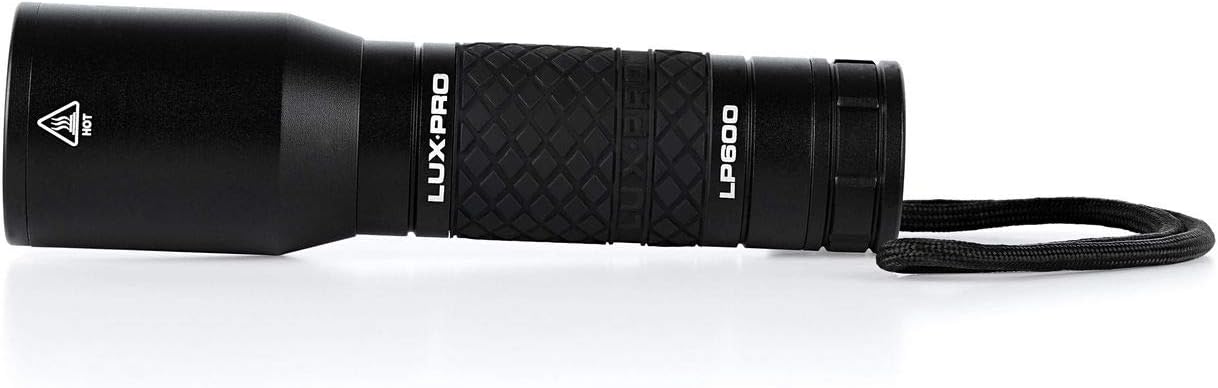 LUX-PRO LP600C Flashlight disassembled for battery insertion