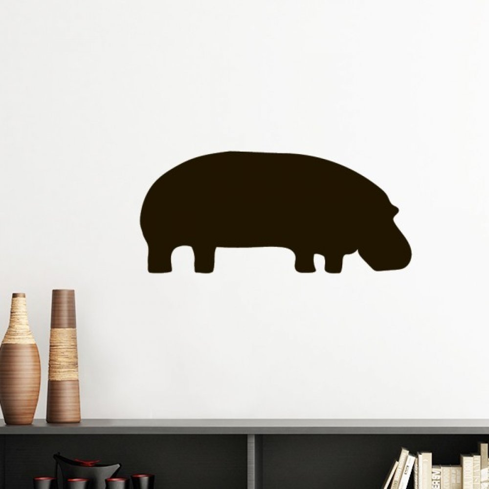 Papier Peint Chambre Decal Hippopotamus Noir au Design Silhouette Amovible 50cm