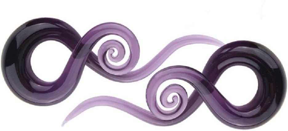 2Pcs Purple Ear Glass Spiral Tapers Plugs Tunnels Expander Hanger Gauges Earrings Stretching Body Piercings Jewelry