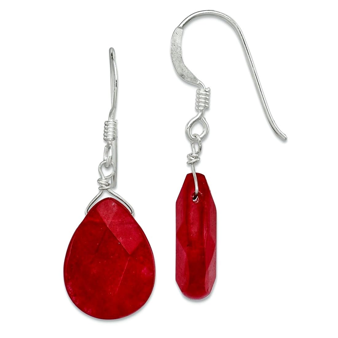 Boucles d'oreilles argent 925 et jade rouge de qualité supérieure