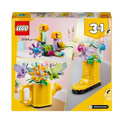 LEGO Creator 3in1 Flowers in Watering Can Toy to Welly Boot to 2 Birds on a Perch, Animals Set for Girls, Boys & Kids, with 3 Butterfly Toys, Makes a Great Desk Accessory, Nature Gift 31149 LEGO Creator 3in1 Flowers in Watering Can Toy to Welly Boot to 2 Birds on a Perch, Animals Set for Girls, Boys & Kids, with 3 Butterfly Toys, Makes a Great Desk Accessory, Nature Gift 31149