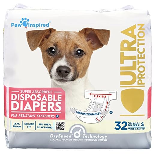 Paw Inspired 32ct Disposable Dog Diapers | Female Dog Diapers Ultra Protection | Diapers for Dogs in Heat, Excitable Urination, or Incontinence (Small)