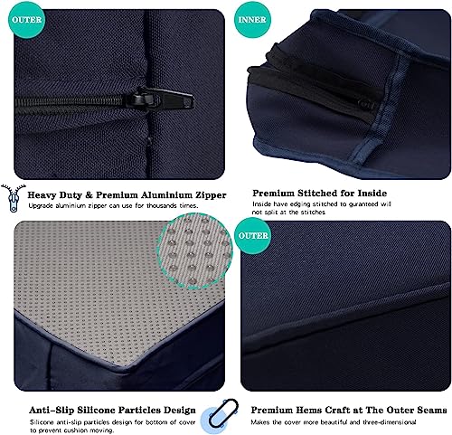 12Pack Outdoor Patio Cushions Pillows Replacement Covers Fits For 6 Pieces 7-Seater Wicker Rattan Sectional Sofa Chair Conversation Set Furniture,Water-Resistant Fadeless Slipcover,Navy-Covers Only #TOP2