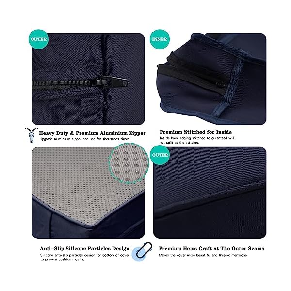 ClawsCover 12Pack Outdoor Seat and Back Cushions Replacement Covers Fit for 6 Pieces 7-Seater Wicker Rattan Furniture Patio Conversation Set Sectional Couch Chair,Navy-Include Cover Only - Image 4