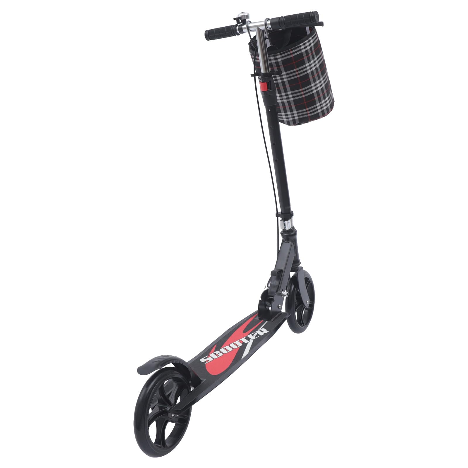 Składany skuter, dwukołowy City Work Mobility hulajnoga ze składaną kierownicą, dwukołowa hulajnoga miejska, składana hulajnoga w stylu T, koła 200 mm, hamulec ręczny, regulowana 91-106 cm