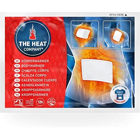 THE HEAT COMPANY Bodywarmer - 10 Pieces - EXTRA WARM - Adhesive - Warmer for Back and Neck - 12 Hours Pleasant Warmth - Instant Heat - Air Activated - Purely Natural Cover