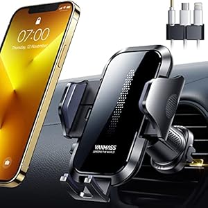 VANMASS 7.0 Upgraded Car Phone Holder Mount [Never-Drop Steel Hook] & [A Cable Clip], Stable A+ Car Vent Phone Mount, Auto Cell Phone Holder, Handsfree Cradles for iPhone 14 13 12 11 Pro Max Samsung
