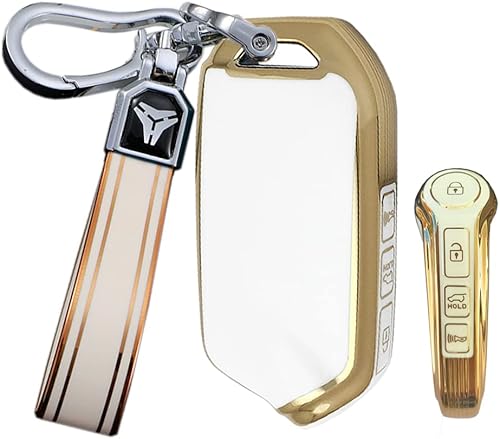 Miniatura 1 de ontto Funda para llavero compatible con Kia Stinger K900 2020 2021 2022 Smart Remote Key Protector TPU Key Skin Anti-Anti-arañazos Beige