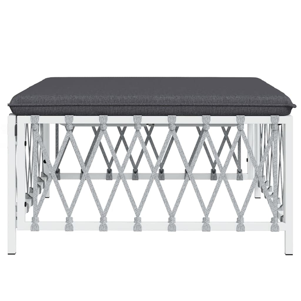 SKM Garden Footstool with Cushion White Woven Fabric (Weight-11KG)