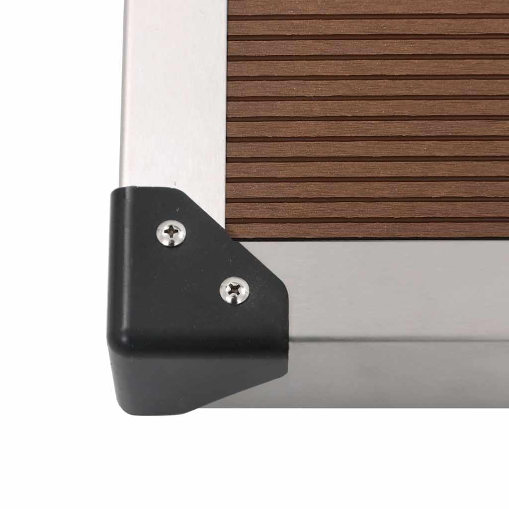 Plato de ducha de jardín WPC y acero inoxidable 110 x 62 cm, placa base para ducha exterior, base para escalera de piscina, diseño antideslizante, color marrón