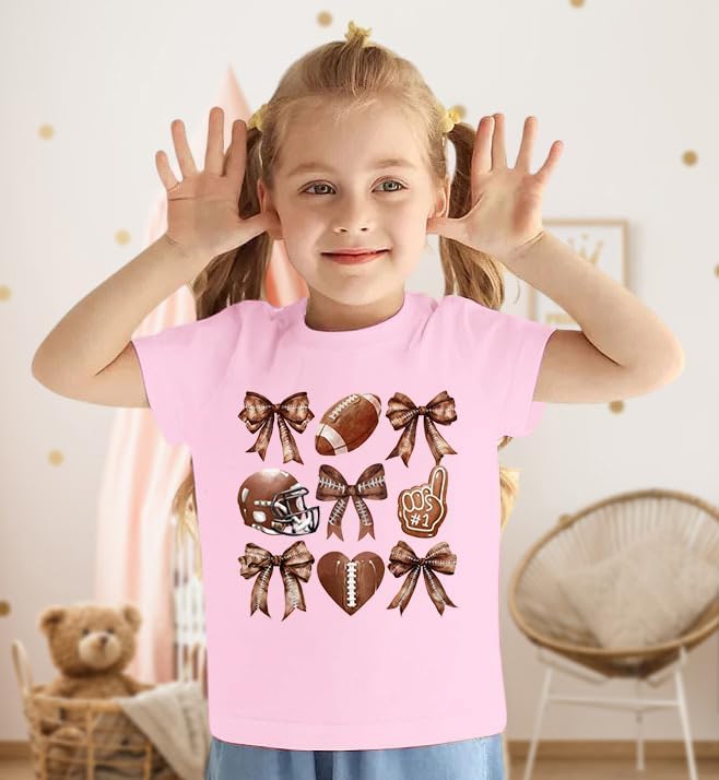Image of JINTING Football Shirts for Boys Girls Game Day Tshirt Toddler Football Season Tee Kids Bow Coquette Tops