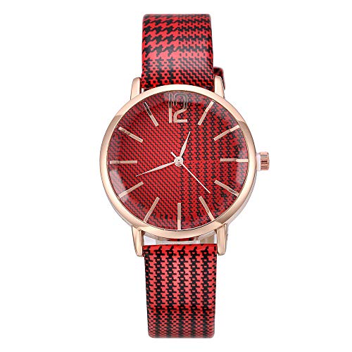 Preisvergleich Produktbild Damen Armbanduhren Elegant Quarzuhr,Damenmode Schnitt Gesicht Gürtel Uhr Casual Temperament Quarzuhr Evansamp(Rot)