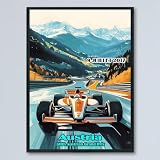 Vintage Style Grand Prix Auto Racing Poster - Austria-JUILLET 2017-30th Austrian Grand Prix- Race Unframed Wall Art Print Poster For Gifts and Wall Art Decor for Living Room, Office vzqgIN