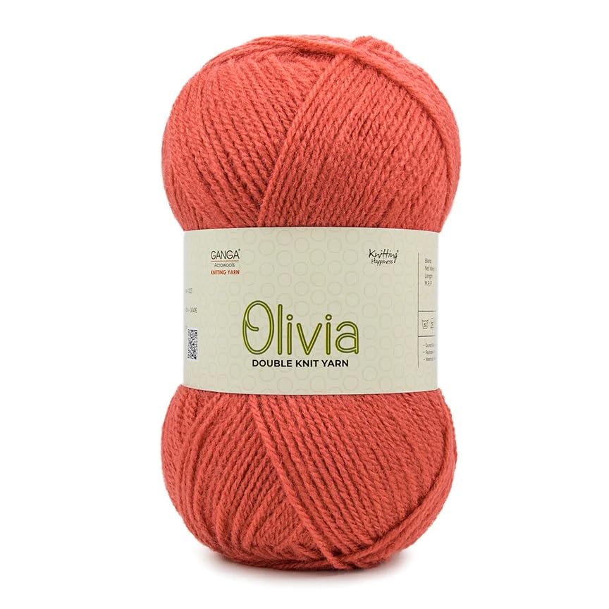 GANGA Acrylic Olivia Hand Knitting And Crochet Yarn (Rust) (100Gms)