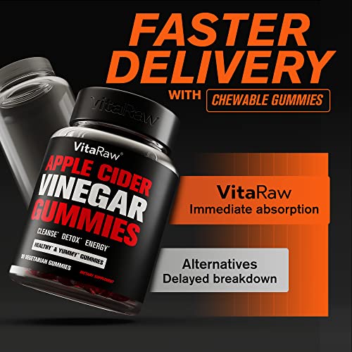 Organic Apple Cider Vinegar Gummies With The Mother - Energy Boost Plus Heart, Gut, & Immune Health - Gluten Free, Non Gmo, Dairy Free - Raw Probiotic & Prebiotic - Vegan Acv Gummies With Ginger Root #TOP4