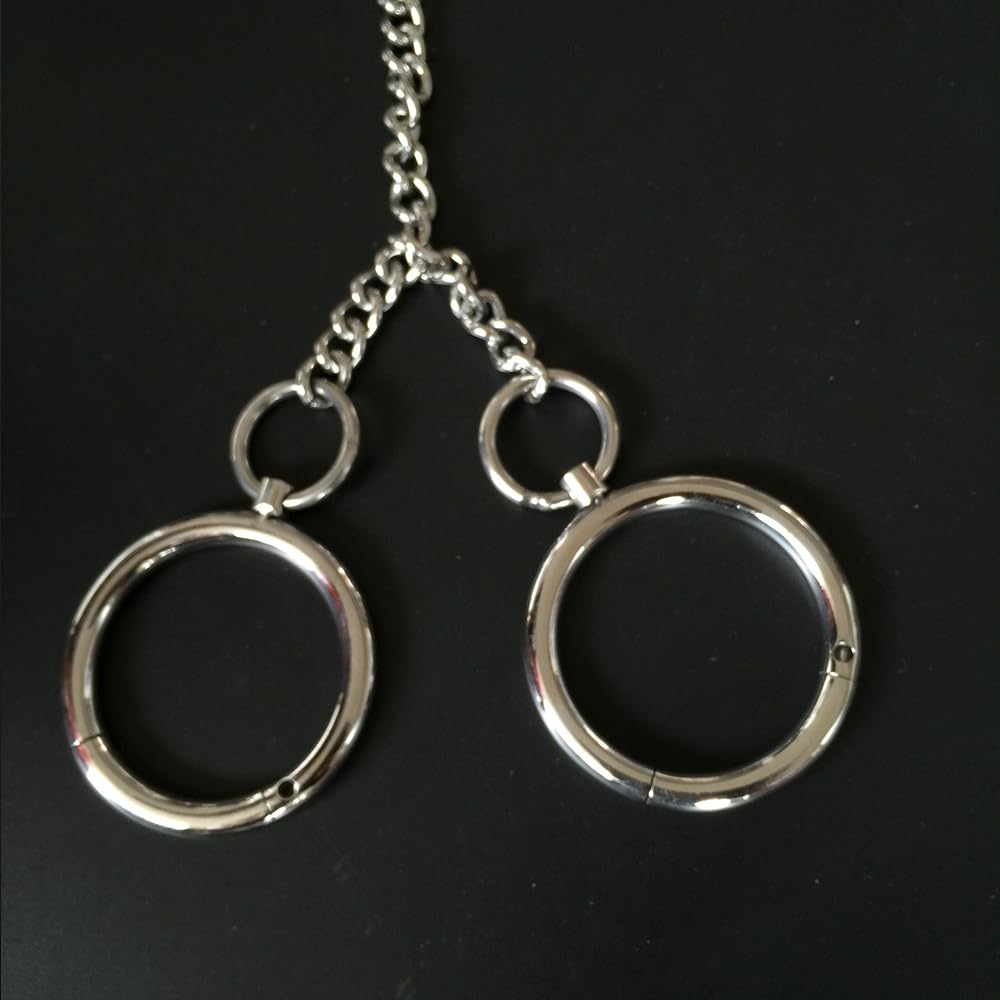 Runde BDSM Handschellen Aus Edelstahl Bondage Fesseln Hand Manschetten Sklaven Extrem Hals Kragen Halsbänder mit Verbindungs Kettens Chäkel Sm Sex Spielzeug für Paare Anfänger Torture Fetish