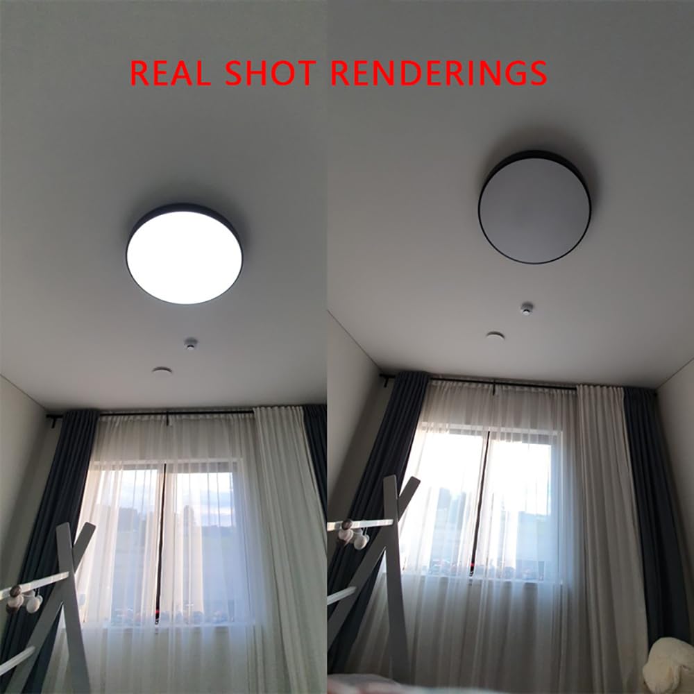 Nowoczesna lampa sufitowa LED do zabudowy, 50 cm (20 cali), 36 W, możliwość ściemniania, czarna, do salonu i sypialni.
