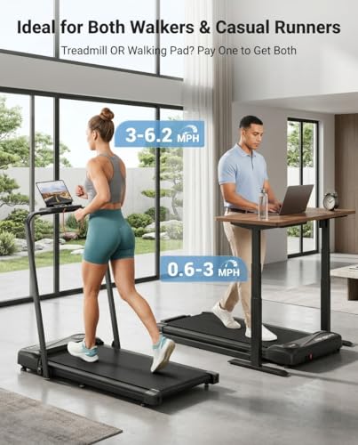 Image of THERUN Walking Pad with Handle Bar, Walking Pad Treadmill for Home, Compact Treadmills with APP, Under Desk Treadmill with 10% Manual Incline, Portable Treadmill with Quiet Core