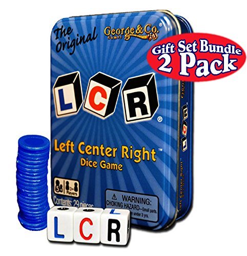 George & Company LLC LCR (Left Right Center) in Blue & LCR Wild Dice Game in Green Tin Gift Set Bundle - 2 Pack - Image 3