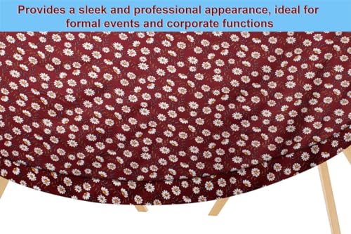 Image of The Furnishing Tree Elastic Oval Dining Table Cover WxL 36x48 in Inches Polyester Floral Pattern Red White