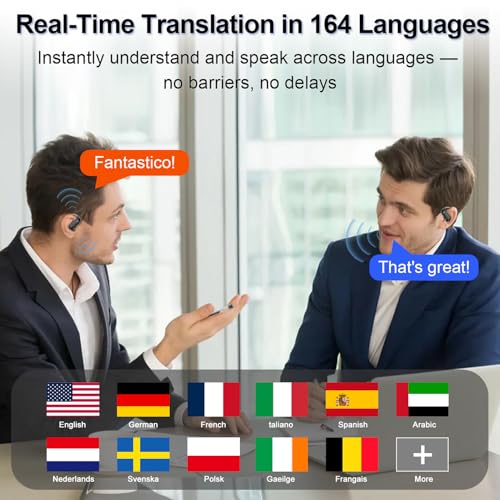 Image of Ai Translation Earbuds Real Time,164 Languages Translator Earbuds with 6 Translation Modes /No Subscription,Audio and Video Calls Translator Headphones,Audifonos Traductores Ingles Espanol, Coal Black