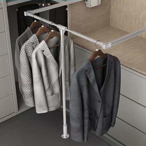 Tringle de penderie réglable rabattable pour optimiser un rangement de placard étroit - 8