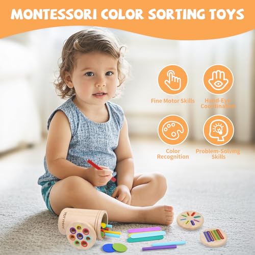 YHHYTOY Montessori Toys for 2 3 4 Years Old, 3 in 1 Educational Sensory Color Sorting Toys for Toddlers 1-3, Fine Motor Skills Preschool Learning Activities, 2 3 4 Year Old Girls Boys Birthday Gifts - Image 4
