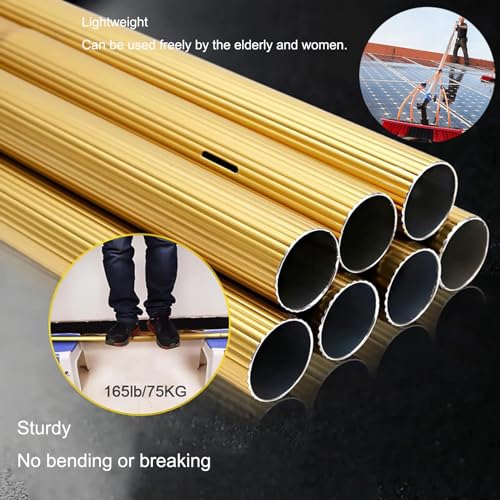 Kit de pértiga telescópica de 15 Metros (50 pies) con Suministro de Agua, pértiga de Limpieza de Aluminio Extensible y Cepillo para Ventanas Exteriores, Paneles solares y