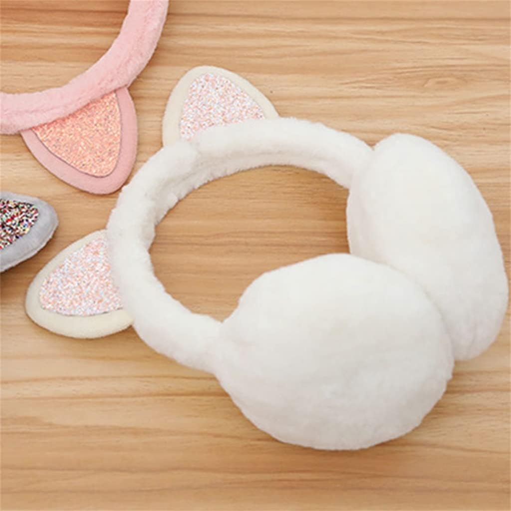 MMLLZEL Grey Lovely Women Girl Winter Cute Ear Warmer Earmuffs Cat Ear Muffs Glitter Sequin Earflaps Soft Plush Earmuffs Warm Headband (Color : D, Size : 1) : Clothing, Shoes & Jewelry