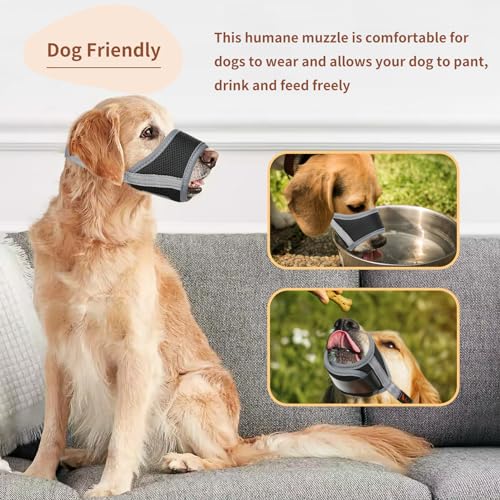 image for HEELE Dog Muzzle,Soft Nylon Muzzle Anti Biting Barking Chewing,Air Mes