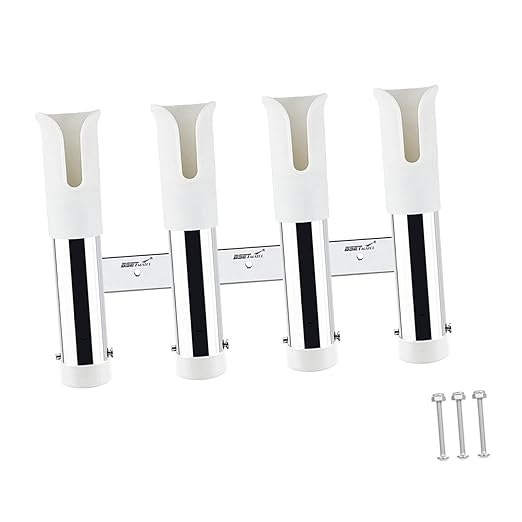 ATORSE Four Hole Bucket Rod Holder Pole Tube Stand The Rod Barrel for Garage White