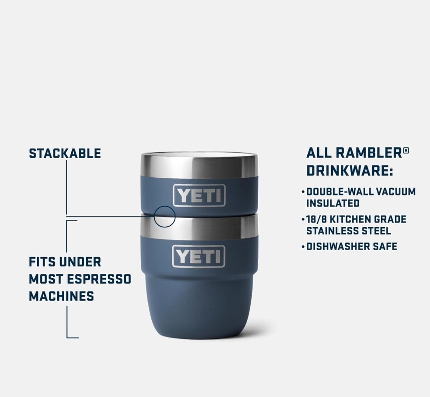YETI Rambler Espresso Cup, Vacuum Insulated Stainless Steel Stackable Cup, Big Sky Blue, 2 Pack 4 oz (118 ml)