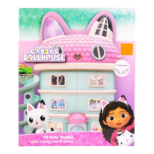 DreamWorks Gabby's Dollhouse Girls' 12-PK of 100% Cotton Panties in Advent Box Makes Holidays & Potty Training Fun, Sizes 2/3T, 4T & 5T, 12-Pack2