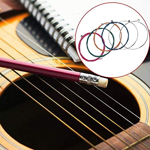 SOLDOUT™ 6 PCS Set Acoustic Guitar Strings Rainbow Colorful Guitar Strings For Acoustic Folk Guitar Classic Guitar Multi Color (Multicolor, Pack of 6)