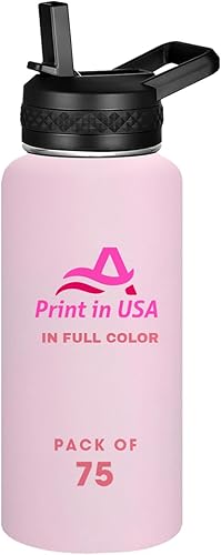 Miniatura 25 de Botella de agua personalizada con impresión personalizada en Estados Unidos, taza de café de doble pared de acero inoxidable de 32 onzas con tapa y