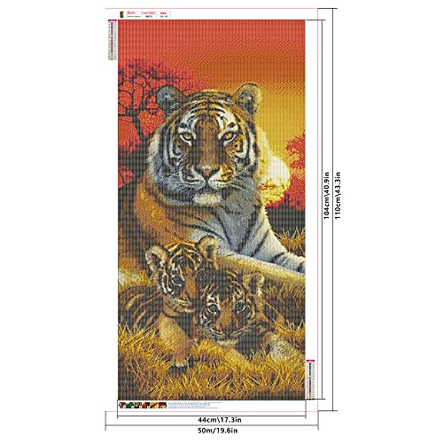 Tiger Diamond Painting 50x110 cm (Inner 44x104 cm) DIY Diamond Painting by Numbers Tiger Children Big Diamond Art Tiger Diamond Art Baby Tiger Rhinestone Embroidery Cross Stitch Diamond Mosaic - Image 2
