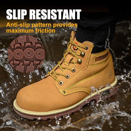 Image of Welding Work Boots for Men Women Slip on Steel Toe Safety Shoes Comfortable Indestructible Work Boots Puncture Proof Lightweight Breathable Construction Shoes