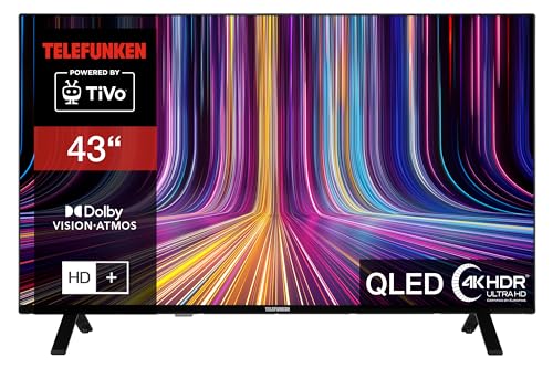 Telefunken QLED Fernseher 43 Zoll Smart TV powered by TiVo (4K UHD, HDR Dolby Vision, Dolby Atmos, Triple-Tuner, 6 Monate HD+ inkl.) QU43TO750S