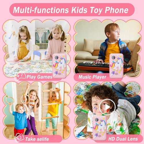 Image of Kids Smart Phone for Girls & Boys Ages 3-10 Toddler Learning Toy Touchscreen Mobile with Dual Camera Play Cellphone Games Music Christmas & Birthday Gift for Kids ( Pink Unicorn )