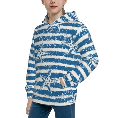 Ocean on Striped Kid Hoodies Boys Sweatshirts Girls Pullover with Pocket2
