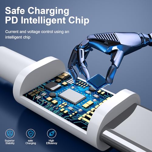 6FT USB C to USB C Charging Cord for iPhone 17 16 15, [MFi Certified] 60W USB-C to C Fast Charge Cable, 3 Pack 6 Foot USB Type C Charger for iPhone 17 16 15 Pro Max Plus, iPad, Macbook, Galaxy S25 S24