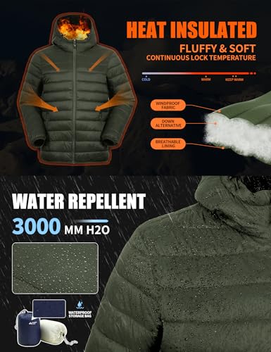 Image of Pioneer Camp Mens Lightweight Packable Puffer Jacket Hooded Insulated Thermal Puffy Winter Jackets for Running Travel